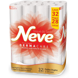 Papel Higiênico Folha Dupla Neve Toque de Seda - 32 Rolos
