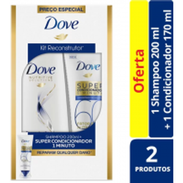 Imagem da oferta 2 Unidades Kit Dove Shampoo Recontrução Completa 200ml + Super Condicionador 1 Minuto Fator De Nutrição 170ml