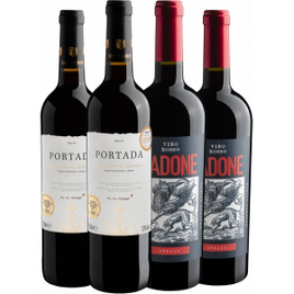 Imagem da oferta Kit de Vinho Tinto: 2 Portada + 2 Ladone - Vários Países - Garafas de 750ml