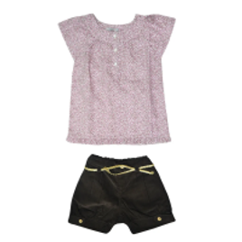 Imagem da oferta Conjunto Infantil Feminino Blusa Tricoline e Shorts de Veludo - Klin