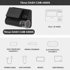 Imagem da oferta Câmera Veicular 70mai Dash Cam 4K A800S DVR 2160p ADAS GPS 3D DNR