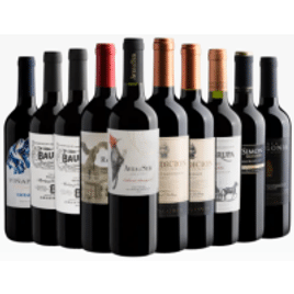 Imagem da oferta Kit 10 Vinhos Tintos Importados por R$23,40 cada garrafa