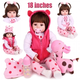 Boneca Reborn Laura Baby Realistic Girl em Silicone e Algodão 48cm e Girafa - Girafinha