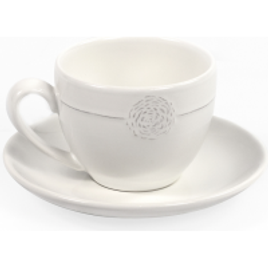 Imagem da oferta Jogo de Xícara de Chá com Pires Lituânia de Cerâmica 4 Peças Branca D10cm