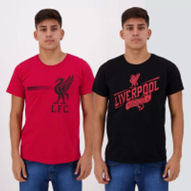 Imagem da oferta Kit de 2 Camisetas Liverpool Vermelha e Preta