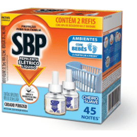 Imagem da oferta Refil SBP Repelente Elétrico Líquido Cheiro Suave 35ml - 2 unidades