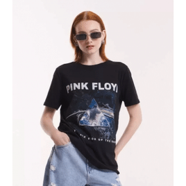 Imagem da oferta Camiseta Em Meia Malha Com Estampa Pink Floyd Preto