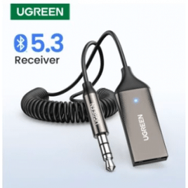 Imagem da oferta Adaptador Mãos-Livres UGREEN Bluetooth 5.3 Aux Sem Fio Para Áudio Automotivo Receptor USB Conector De 3.5mm Alto-Falan