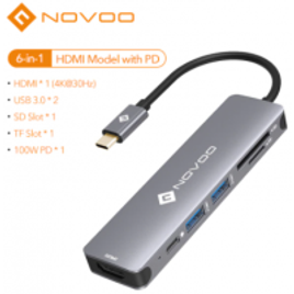 Imagem da oferta Hub Novoo 6 em 1 4k HDMI 5Gbps 1000W PD