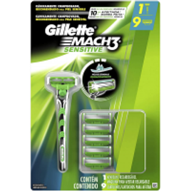 Imagem da oferta Aparelho de Barbear Gillette Mach3 Sensitive + 9 cargas