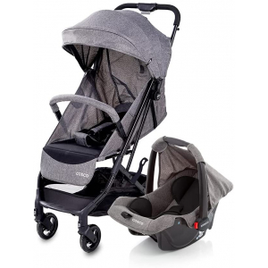 Carrinho e Bebê Conforto Travel System Minny Duo Cosco Cinza Mescla