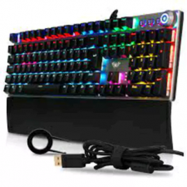 Teclado Gamer Mecânico USB Metal Blacklight RGB Aula - F2058