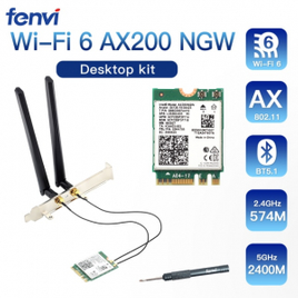 Imagem da oferta Adaptador de Banda 2.4g/5ghz 802.11ac/ax Wifi FV-AX200NG M.2 Kit 2400Mbs