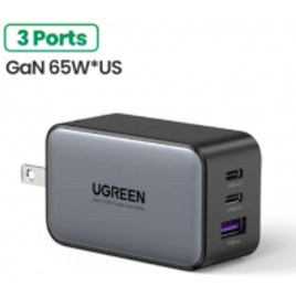 Carregador Ugreen 4 Portas USB 65w GaN Carga Rápida