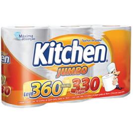 Papel Toalha Kitchen Jumbo Folha Dupla Pack com 3 Unidades