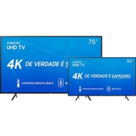 Imagem da oferta Smart TV LED 75'' Samsung 75RU7100 Ultra HD 4K + Smart TV LED 50'' Samsung 50RU7100 Ultra HD 4K