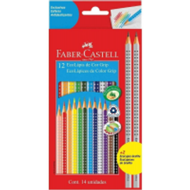 Imagem da oferta Lápis de Cor EcoLápis Colour Grip 12 Cores + 2 Ecolápis Grafite Faber-Castell