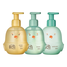 Imagem da oferta Combo Banho Boti Baby: 1 Shampoo 200ml + 1 Condicionador 200ml + 1 Sabonete Líquido 200ml
