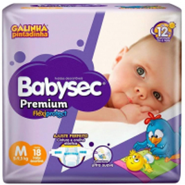 4 Pacotes Fraldas Babysec Premium Flexi Protect M - Galinha Pintadinha - 34 Unidades