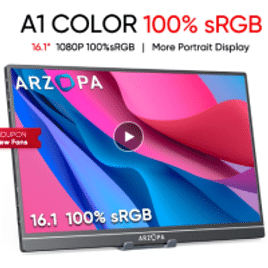 Imagem da oferta Monitor Portátil ARZOPA A1C 16.1'' 100% sRGB 1080P