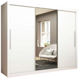 Imagem da oferta Guarda Roupas de Casal com Espelho Real Gelius Branco 3 Portas