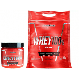 Imagem da oferta Creatina Mono-hidratada Integralmédica Hardcore - 300g + Whey Protein Concentrado 900g Chocolate