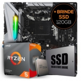 Imagem da oferta Kit Upgrade Placa Mãe ASRock B450M Steel Legend AMD AM4 + Processador AMD Ryzen 5 3600XT 4.5GHz + SSD 120GB
