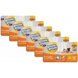 Imagem da oferta Kit  6 Pacotes Fraldas Protek Proteção de Mãe G Pom Pom - 96 Unidades Total
