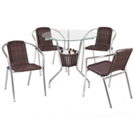 Imagem da oferta Conjunto de Mesa para Área Externa de Fibra - com 4 Cadeiras Alegro Móveis CJMB40199