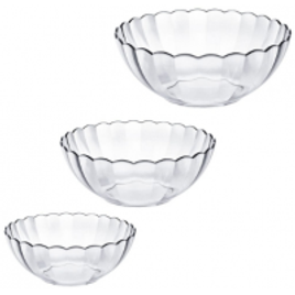 Conjunto de Tigelas Vidro Redonda Bella Marinex 3 Peças de 3L + 2L + 1L