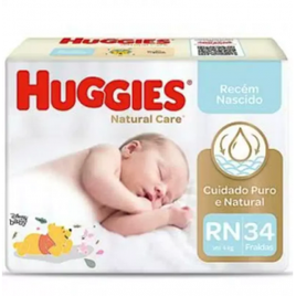 Fralda Huggies Recém Nascido Natural Care - 34 Unidades