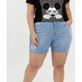 Imagem da oferta Bermuda Feminina Jeans Plus Size Barra Desfiada