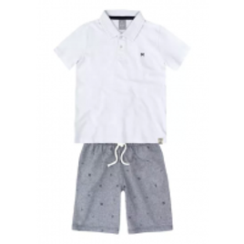 Imagem da oferta Conjunto Infantil Menino Com Camisa Polo Hering Kids - Branco