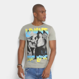 Imagem da oferta Camiseta Sideway Caveira Neon Masculina - Cáqui