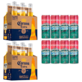 Imagem da oferta Kit Cerveja Corona Extra Long Neck 330ml - 12 Unidades + Cerveja Patagonia Amber Lager Lata Sleek 350ml - 8 Unidades
