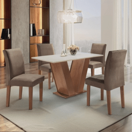 Imagem da oferta Conjunto Sala de Jantar Yescasa Mesa 120x80cm Tampo Mdf com 4 Cadeiras Espanha