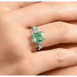 Imagem da oferta Anel Life Royal Prata Cristal Verde e Azul