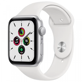 Imagem da oferta Apple Watch SE GPS 44mm Caixa Prateada de Alumínio com Pulseira Esportiva Branca