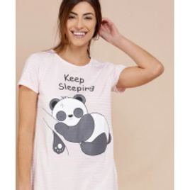 Imagem da oferta Camisola Feminina Estampa Panda Listrada Manga Curta Marisa