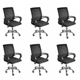 Imagem da oferta Kit 6 Cadeiras De Escritório Secretaria Diretor Roma Ergonômica