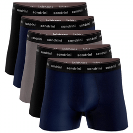 Imagem da oferta Kit 5 Cuecas Boxer Sandrini Algodão Adulto Masculino Elastano Original