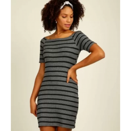 Vestido Feminino Listrado Manga Curta Marisa