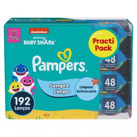 Imagem da oferta Lenços Umedecidos Pampers Splashers Baby Shark 192 Unidades