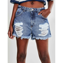 Imagem da oferta Shorts Jeans Cintura Baixa Destroyed Tam 34