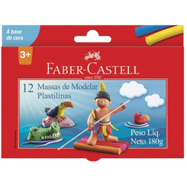 Imagem da oferta Massa de Modelar Base Cera Faber-Castell com 12 Cores - 22.0312MM