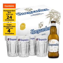 Imagem da oferta Kit Hoegaarden Wit caixa (24 Unidades) + Copo Hoegaarden 250ml (4 Unidades)