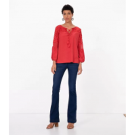 Imagem da oferta Blusa Bata em Algodão com Furinhos e Amarração Vermelho