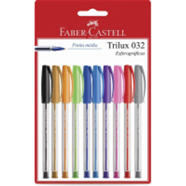 Imagem da oferta Caneta Esferográfica Colorida, Faber-Castell, Trilux Colors, SM/032ESC10, 10 Cores