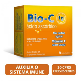 Todos de A e Z | Bio C 1g Laranja 30 Comprimidos Efervescentes