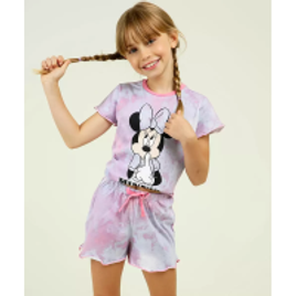 Pijama Infantil Tie Dye Estampa Minnie Disney Tam 4 a 10